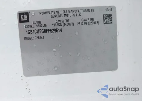 2015 Chevrolet Silverado 2500Hd Wt z USA, uszkodzony, nr VIN 1GB1CUEG0FF529614